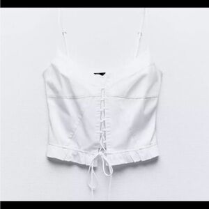 NWT Zara White Lace-Up Tank Top